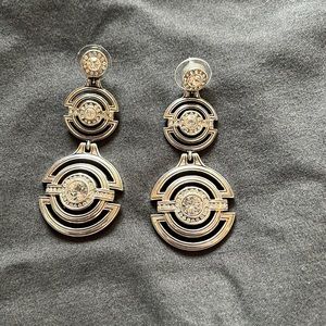 Brighton silver statement earrings with clear rhinestones.